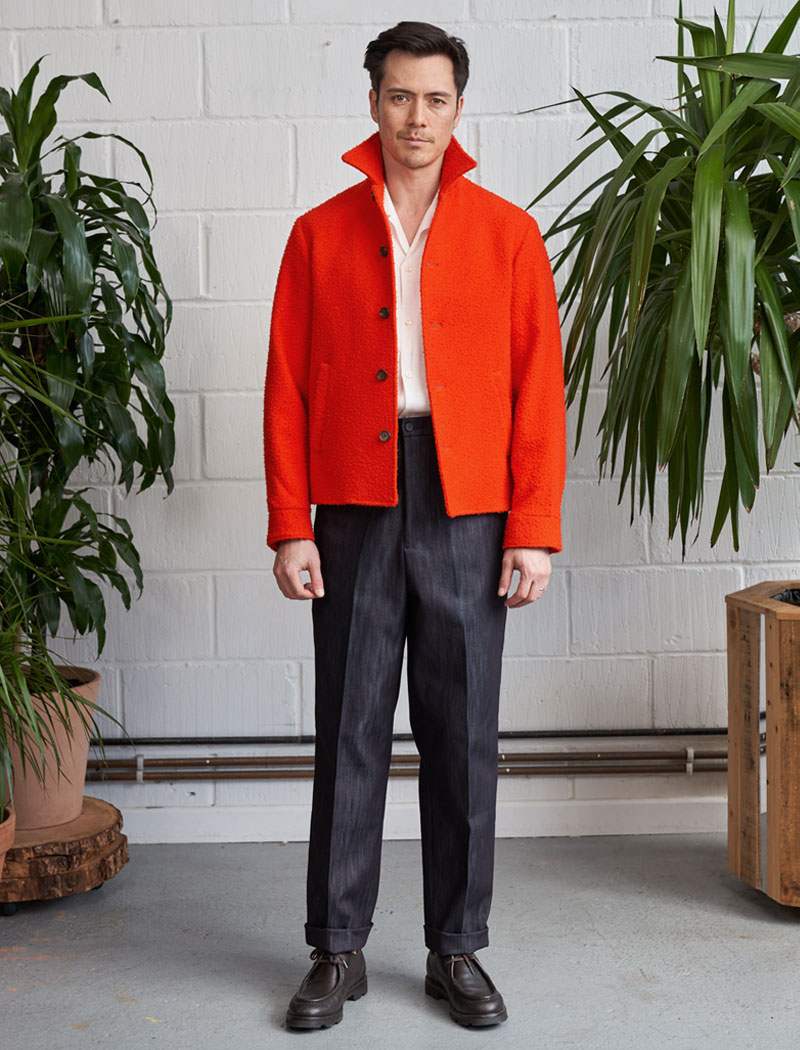 Orange Casentino Wool Cropped Blouson