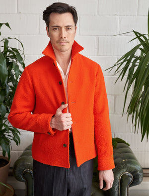 Orange Casentino Wool Cropped Blouson