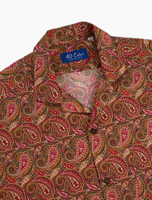 Brown Paisley Cotton Short Sleeve Shirt