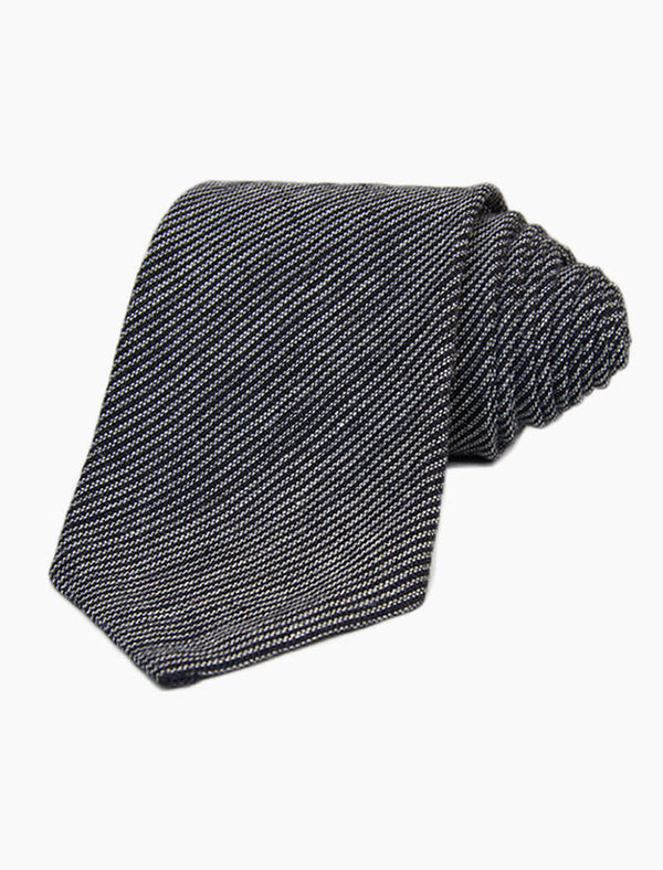 Black & Grey Striped Linen Tie - 40 Colori