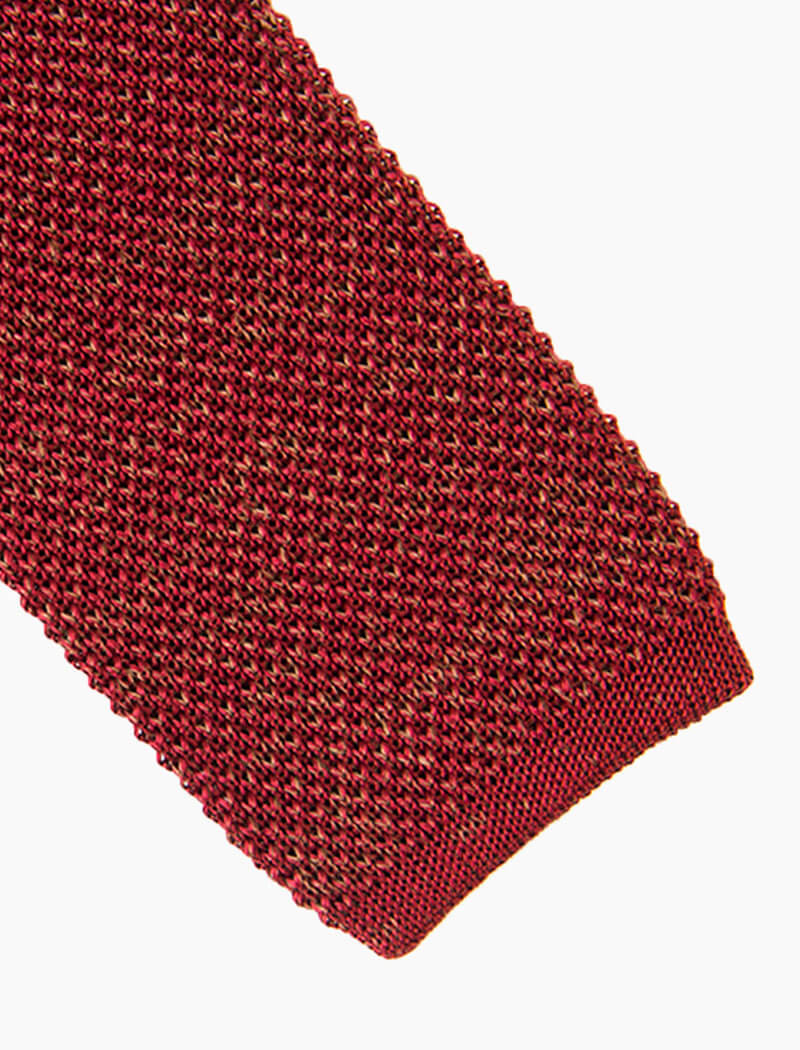 Dark Red Melange Silk & Linen Knitted Tie - 40 Colori
