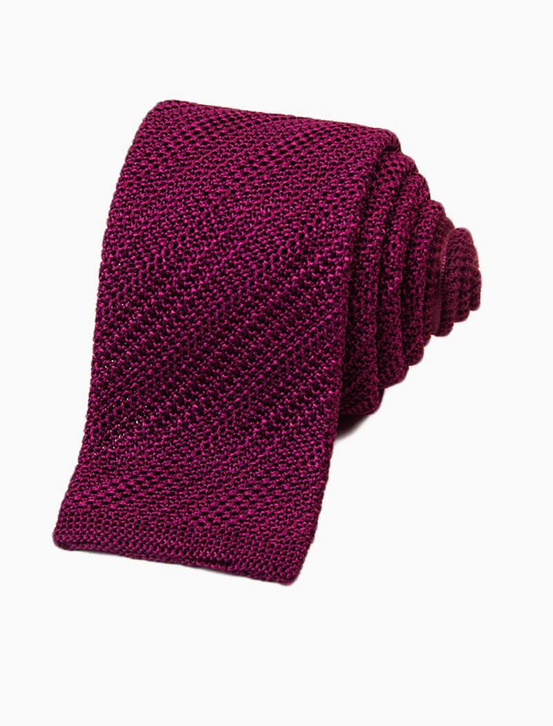 Textured Solid Red Knit Tie