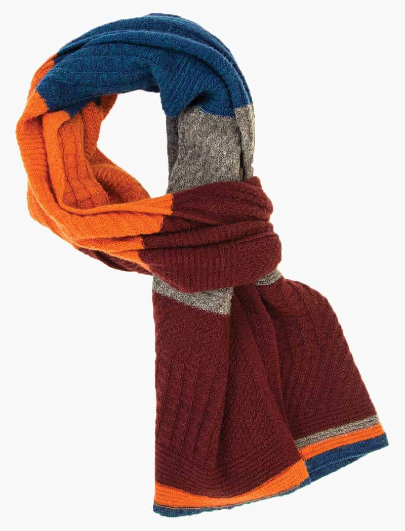 Red Merino Wool Mix Textured Scarf, In stock!