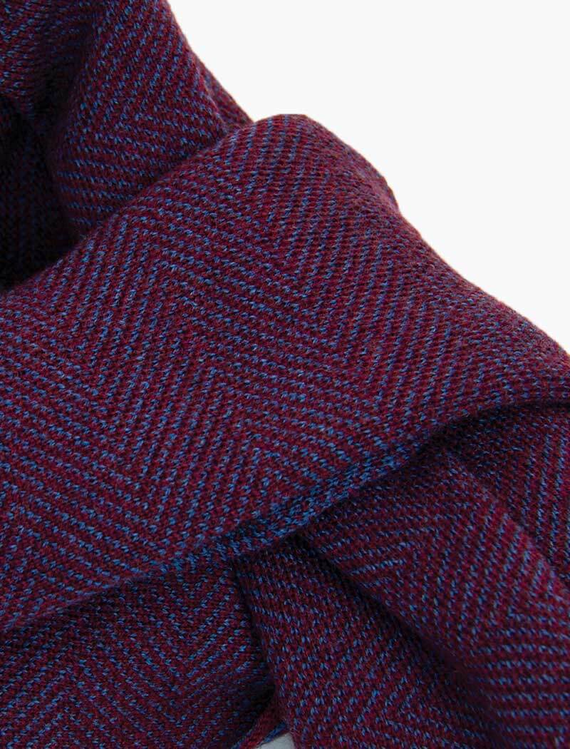 Reversible Scarf in Burgundy Red & Blue Silk Wool Motifs & Paisley - Fort  Belvedere