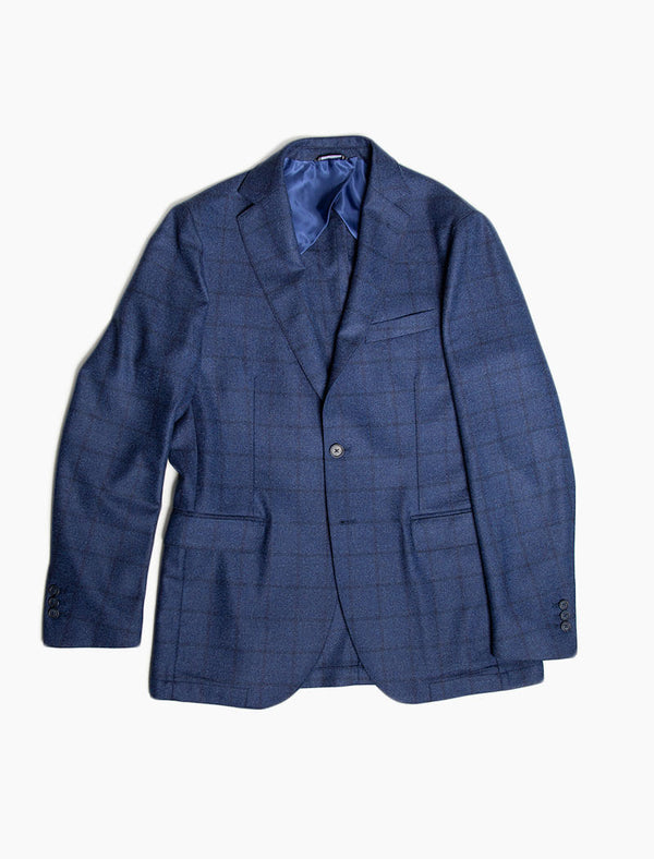 Royal Blue Large Check Wool Blazer - 40 Colori