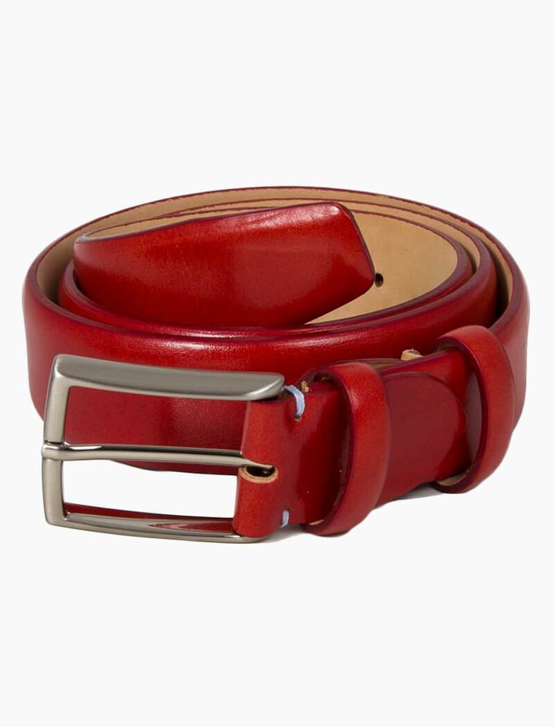 Mens red shop leather belt