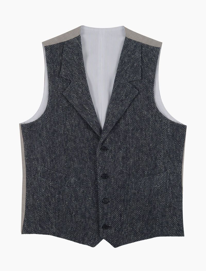 Men's Grey Knitted Linen Fabric & Cotton Classic Waistcoat - 40 Colori
