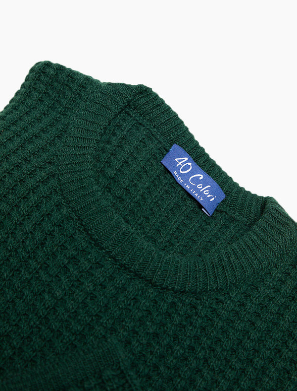 Green Waffle Knit Wool & Cashmere Jumper - 40 Colori