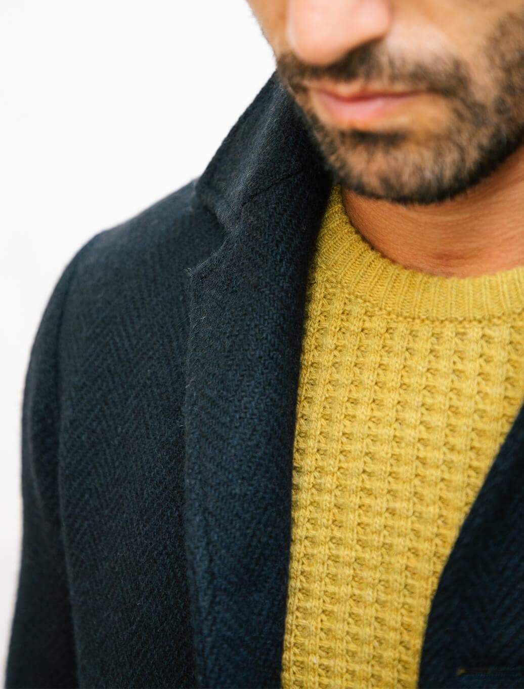 Mustard Waffle Knit Wool & Cashmere Jumper - 40 Colori