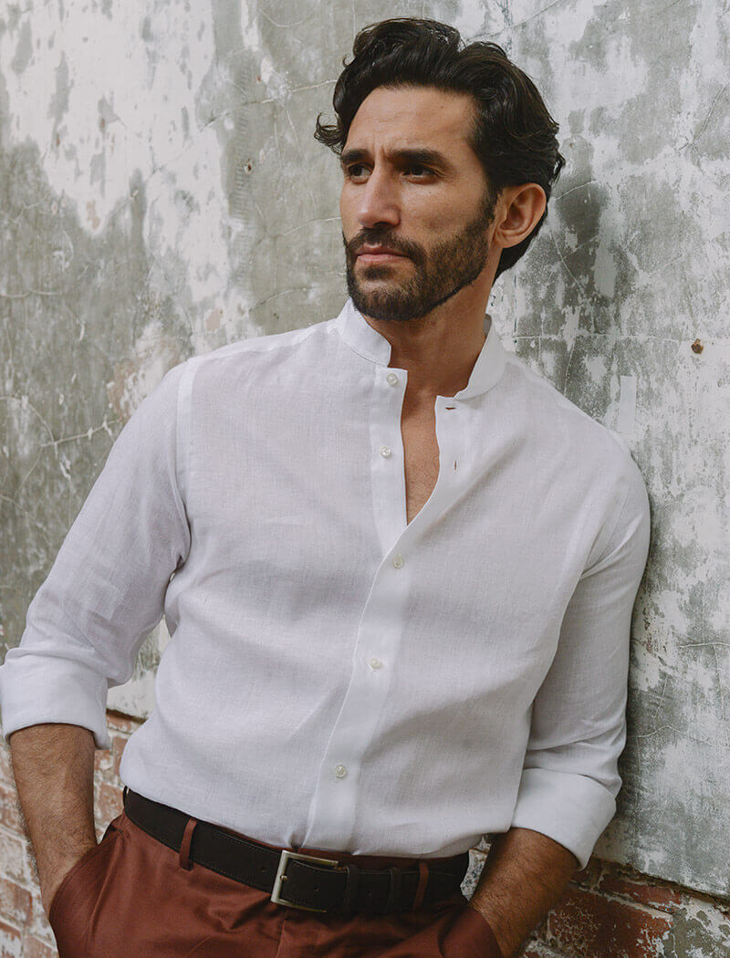 Elainilye Fashion Shirts For Men Henley Solid Print Shirt Cotton And Linen  Short Sleeve Shirt Tops Blouse 