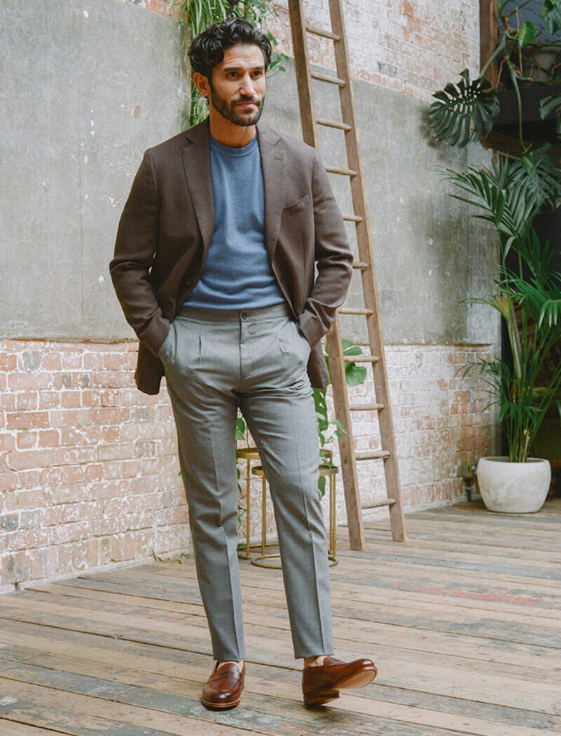 Limehaus | Light Grey Slim Stretch Trousers | SuitDirect.co.uk