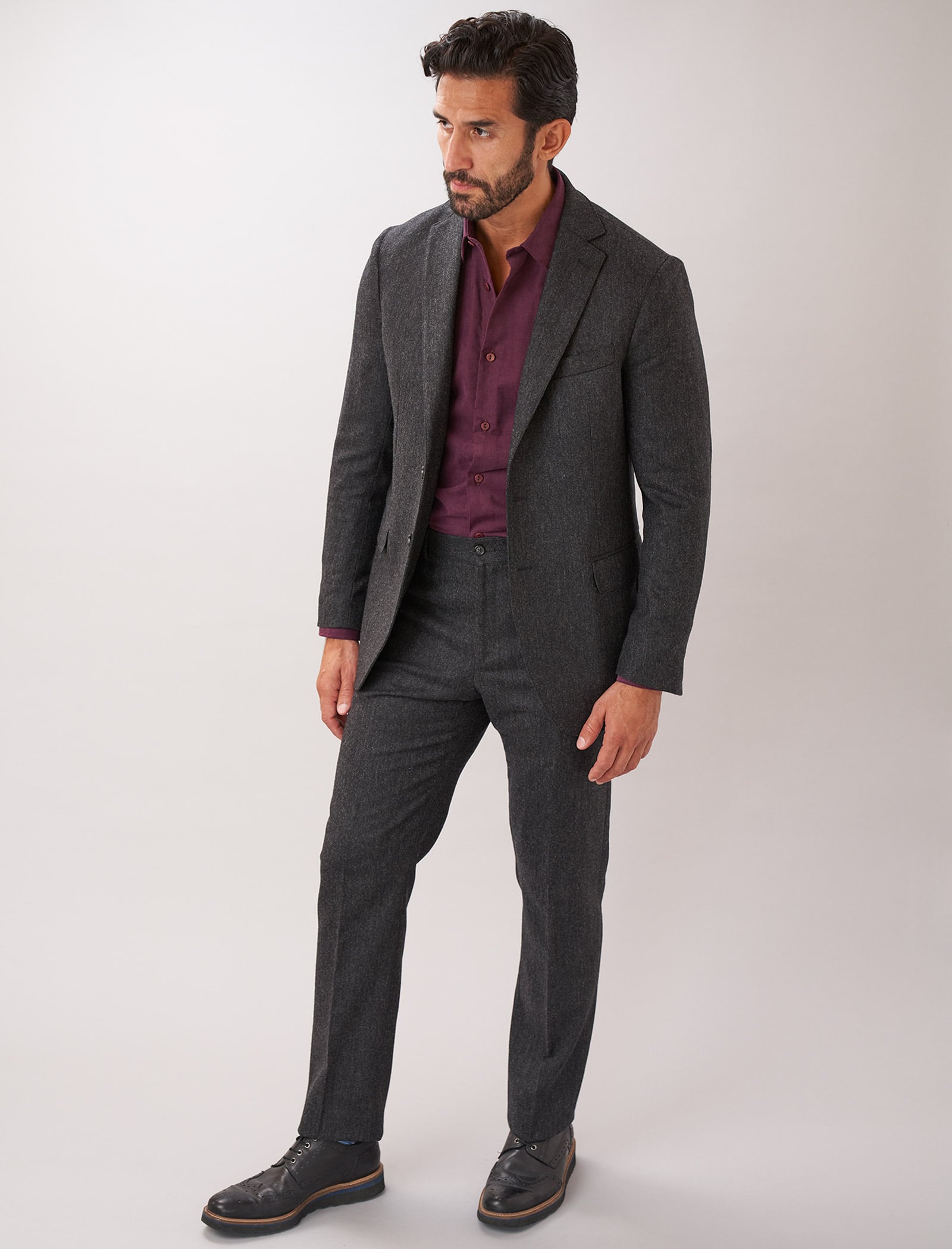 Men's Light Grey Fresco Wool Slim Trousers - 40 Colori