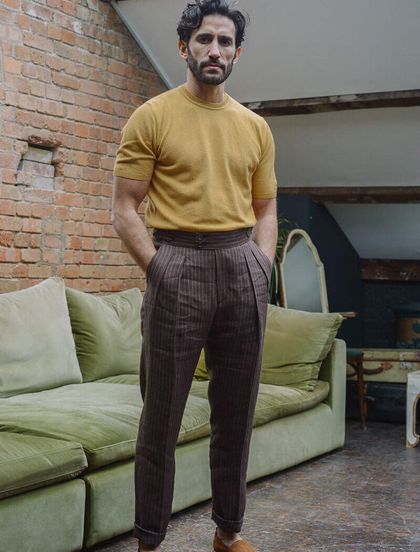 Tapered Linen Pants for Men With Zipper and Elastic Back, Pleated Heavy Linen  Trousers NIKO - Etsy