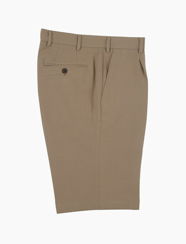 Men's Beige Herrinbone Cotton Pleated Shorts - 40 Colori